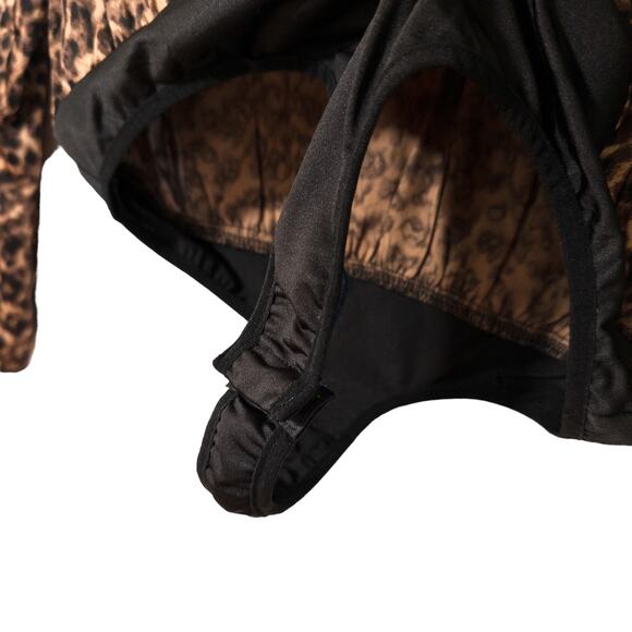 Good American NEW Sepia Leopard Faux Wrap Bodysuit Brown Black 1 or US Small - Picture 10 of 14